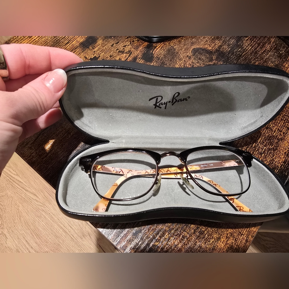 Ray-Ban Black and Gold Frame Glasses